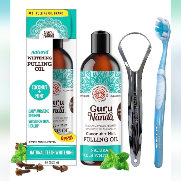GuruNanda Coconut Oil Pulling with 7 Natural Essential Oils  - Picture 1 of 6